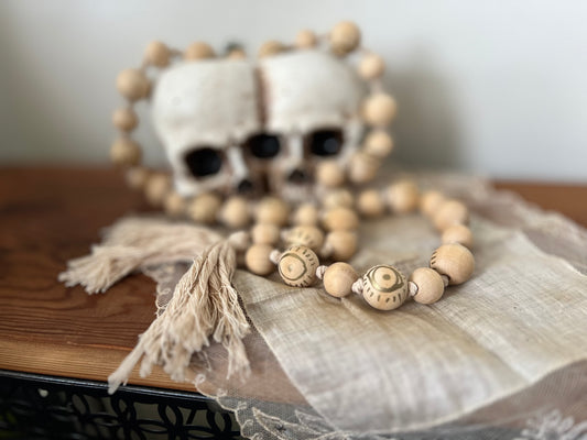 Golden Eye Wooden Bead Altar Garland